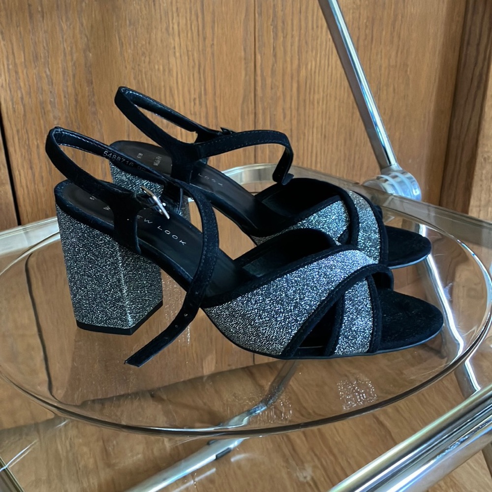 New look glitter strap heels!